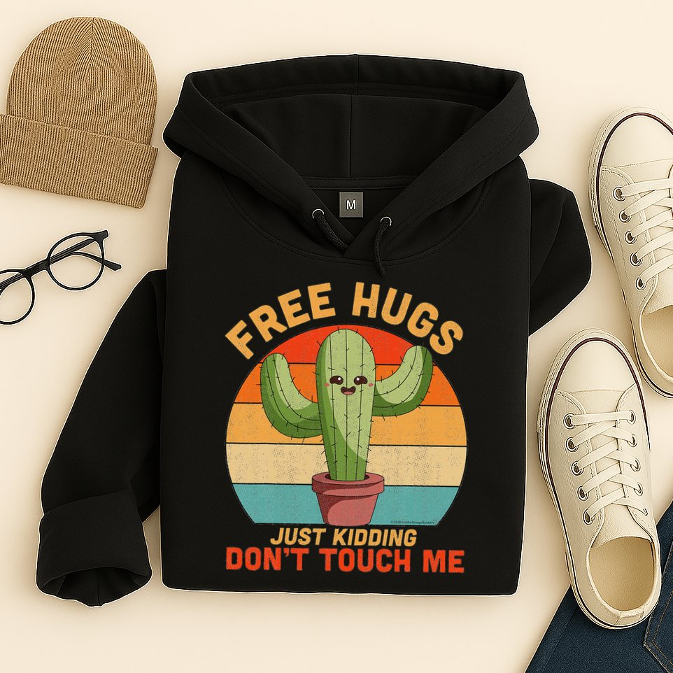 Free Hugs Just Kidding Don't Touch Me Cactus Funny Gift Hoodie