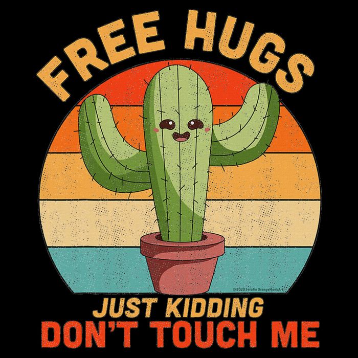 Free Hugs Just Kidding Don't Touch Me Cactus Funny Gift Drawstring Bag