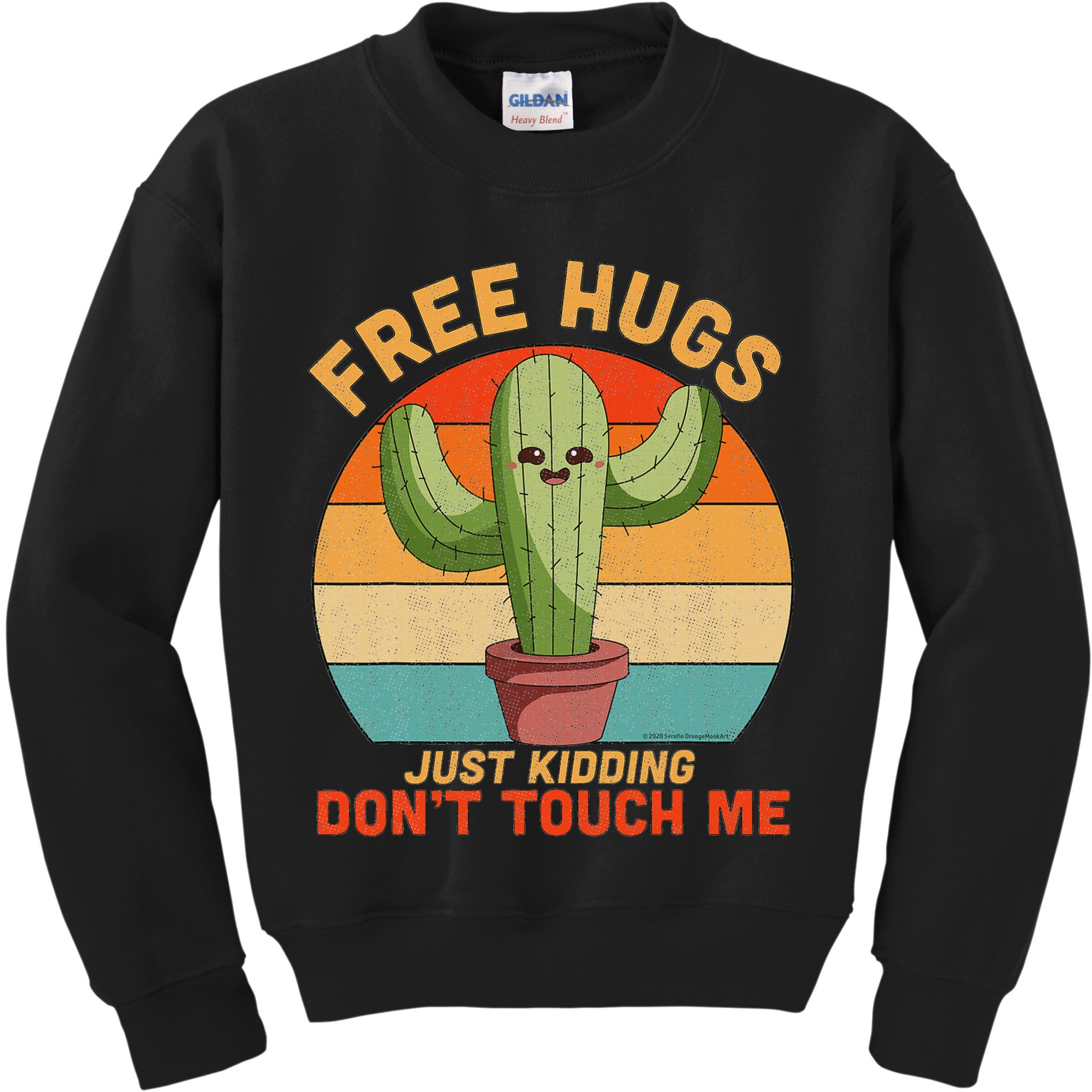 Free Hugs Just Kidding Don't Touch Me Cactus Funny Gift Kids Sweatshirt