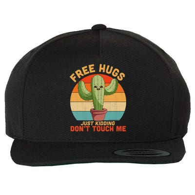 Free Hugs Just Kidding Don't Touch Me Cactus Funny Gift Wool Snapback Cap
