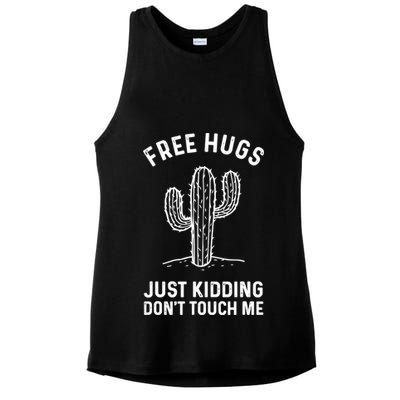 Free Hugs Just Kidding Don't Touch Me Cactus Not A Hugger TShirt Ladies PosiCharge Tri-Blend Wicking Tank