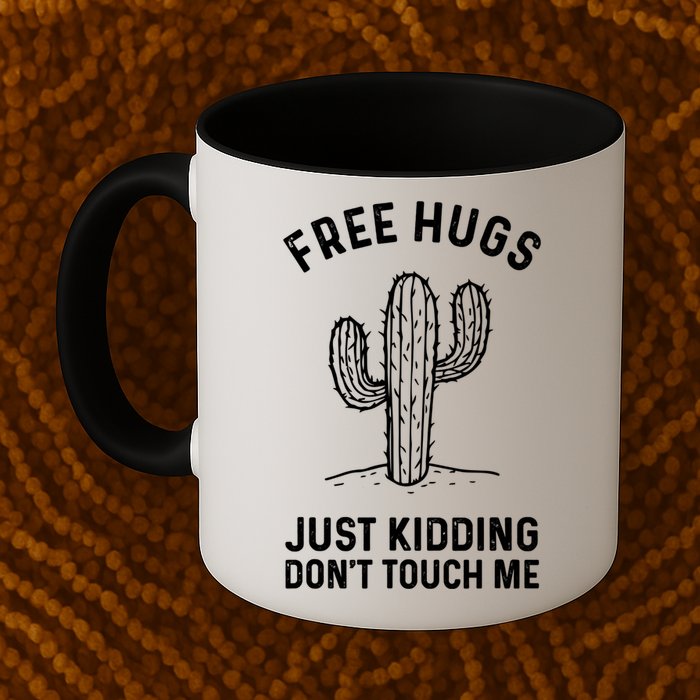 Free Hugs Just Kidding Don't Touch Me Cactus Not A Hugger TShirt Mug