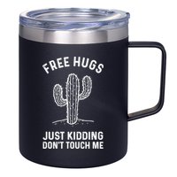 Free Hugs Just Kidding Don't Touch Me Cactus Not A Hugger TShirt 12oz Stainless Steel Coffee Mug