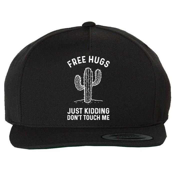Free Hugs Just Kidding Don't Touch Me Cactus Not A Hugger TShirt Wool Snapback Cap