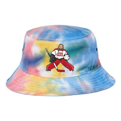 Funny Hockey Jesus Saves Hockey Goalie Great Gift Tie Dye Newport Bucket Hat