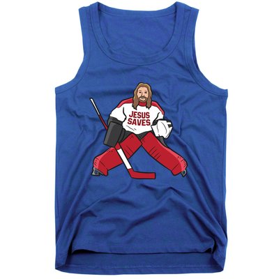 Funny Hockey Jesus Saves Hockey Goalie Great Gift Tank Top