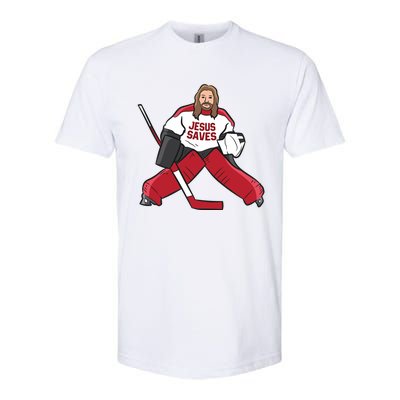 Funny Hockey Jesus Saves Hockey Goalie Great Gift Softstyle® CVC T-Shirt