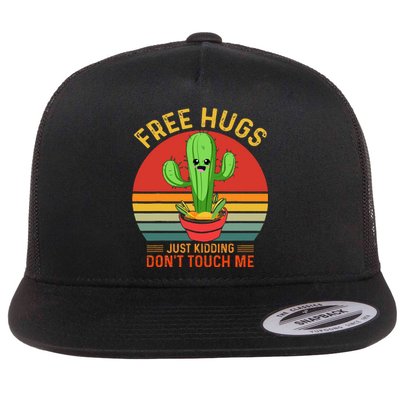 Free Hugs Just Kidding Dont Touch Me Humor Flat Bill Trucker Hat