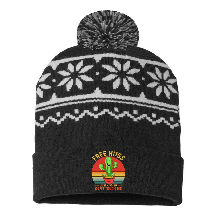 Free Hugs Just Kidding Dont Touch Me Humor USA-Made Snowflake Beanie