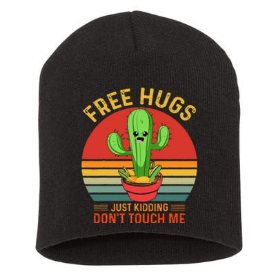 Free Hugs Just Kidding Dont Touch Me Humor Short Acrylic Beanie