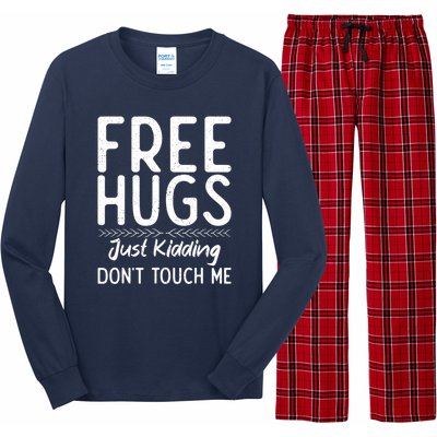 Free Hugs Just Kidding Dont Touch Me Xmas Christmas Long Sleeve Pajama Set