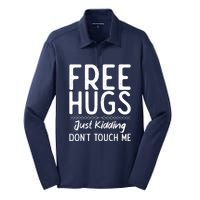 Free Hugs Just Kidding Dont Touch Me Xmas Christmas Silk Touch Performance Long Sleeve Polo