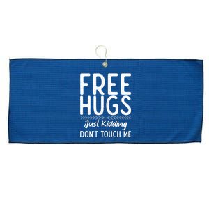 Free Hugs Just Kidding Dont Touch Me Xmas Christmas Large Microfiber Waffle Golf Towel