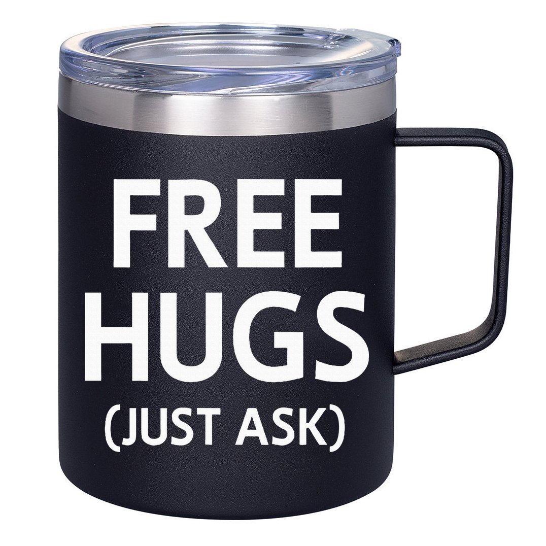 Free Hugs Just Ask Joke 12oz Stainless Steel Coffee Mug