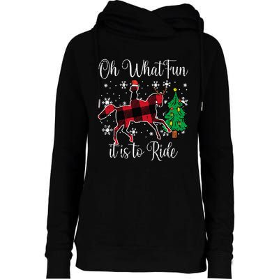 Festive Horse Joyride for Christmas Celebration Womens Funnel Neck Pullover Hood