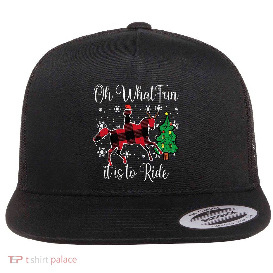 Festive Horse Joyride for Christmas Celebration Flatbill Hat