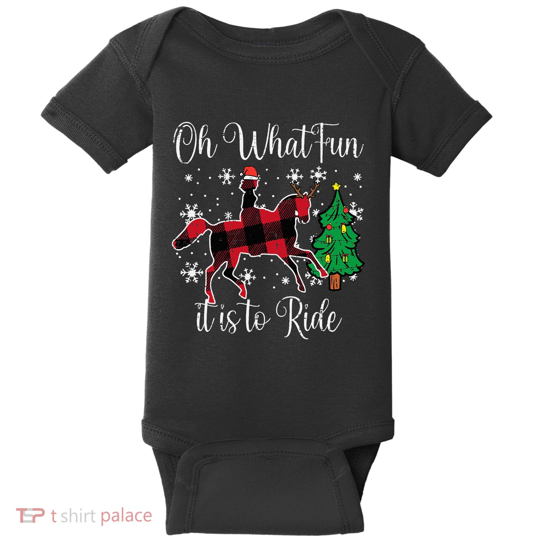 Festive Horse Joyride for Christmas Celebration Baby Bodysuit
