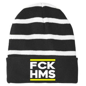 Fck Hms Jewish Non Distressed Striped Beanie with Solid Band