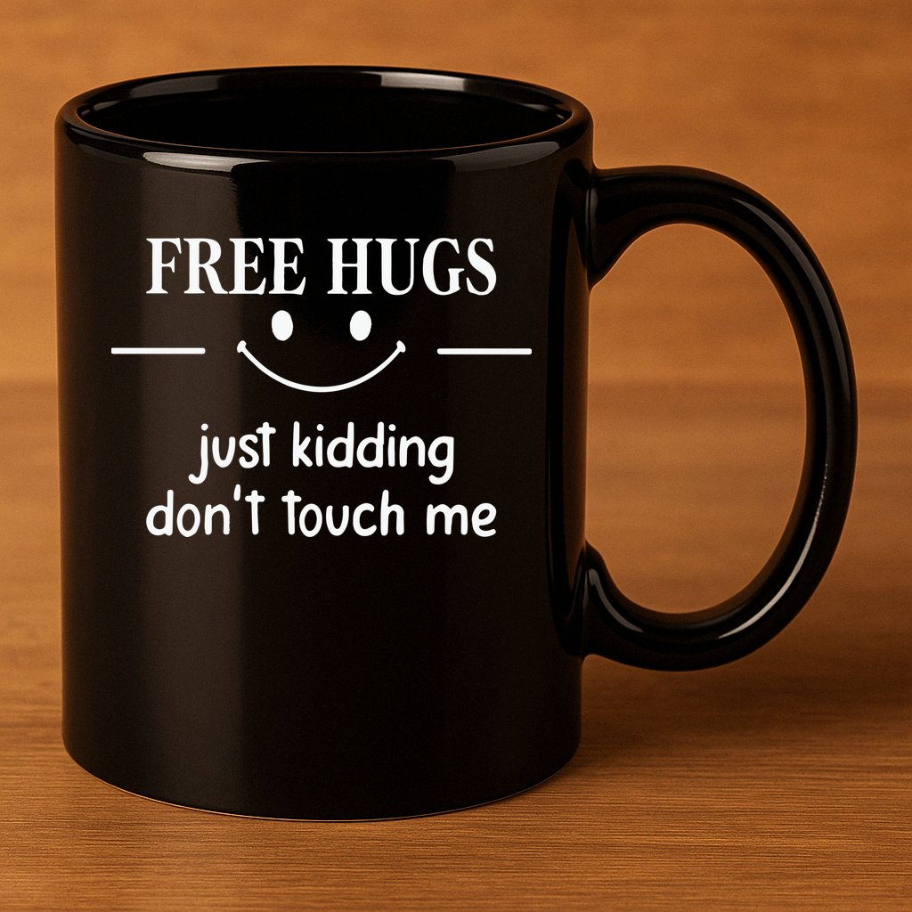 Free Hugs Just Kidding Dont Touch Me 11oz C Handle Ceramic Mug