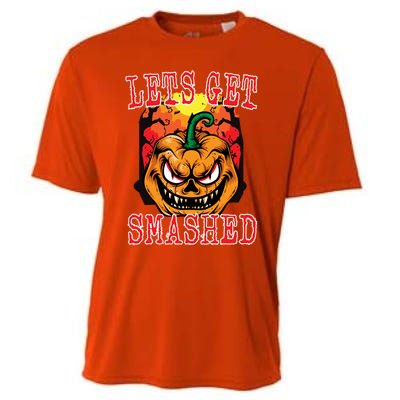 Funny Halloween Jack O Latern Pumpkin Lets Get Smashed Cool Gift Cooling Performance Crew T-Shirt