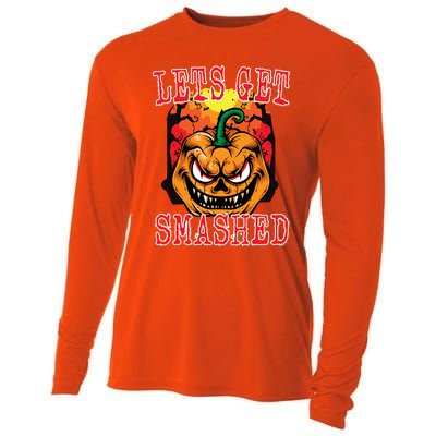 Funny Halloween Jack O Latern Pumpkin Lets Get Smashed Cool Gift Cooling Performance Long Sleeve Crew