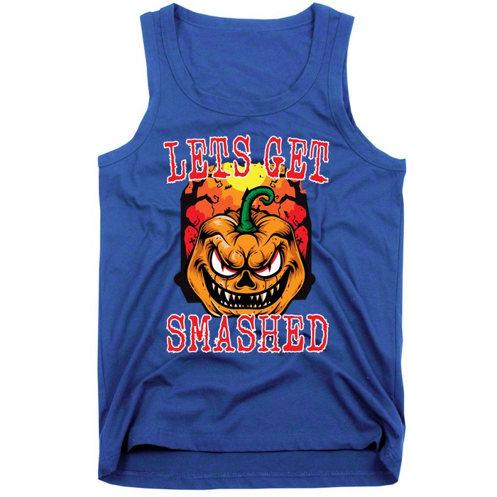 Funny Halloween Jack O Latern Pumpkin Lets Get Smashed Cool Gift Tank Top