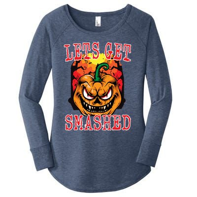 Funny Halloween Jack O Latern Pumpkin Lets Get Smashed Cool Gift Women's Perfect Tri Tunic Long Sleeve Shirt