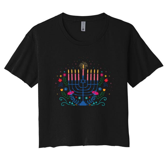 Family Hanukkah Jewish Holiday Women's Crop Top Tee