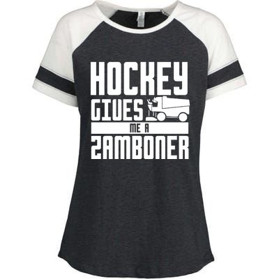 Funny Hockey Jokes Hockey Gives Me A Zamboner Hockey Player Cool Gift Enza Ladies Jersey Colorblock Tee