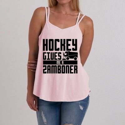 Funny Hockey Jokes Hockey Gives Me A Zamboner Hockey Player Cool Gift Women's Strappy Tank