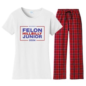 Felon Hillbilly Junior 2024 Trump Vance Kennedy 2024 Women's Flannel Pajama Set