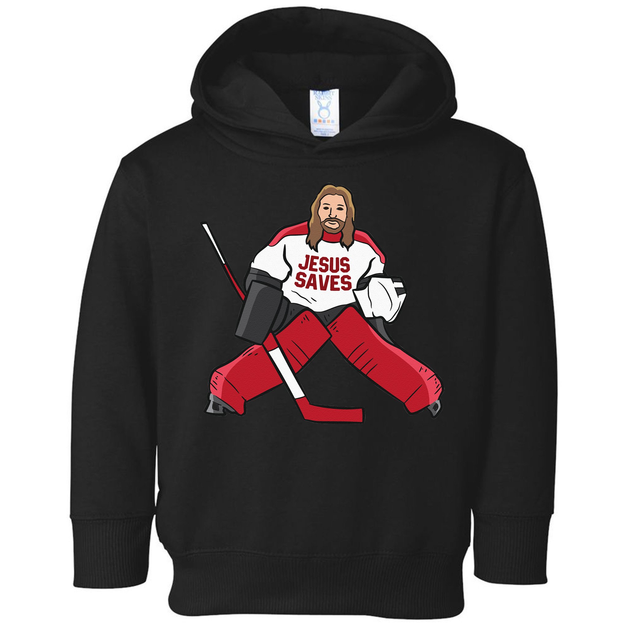 Funny Hockey Jesus Saves Hockey Goalie Toddler Hoodie