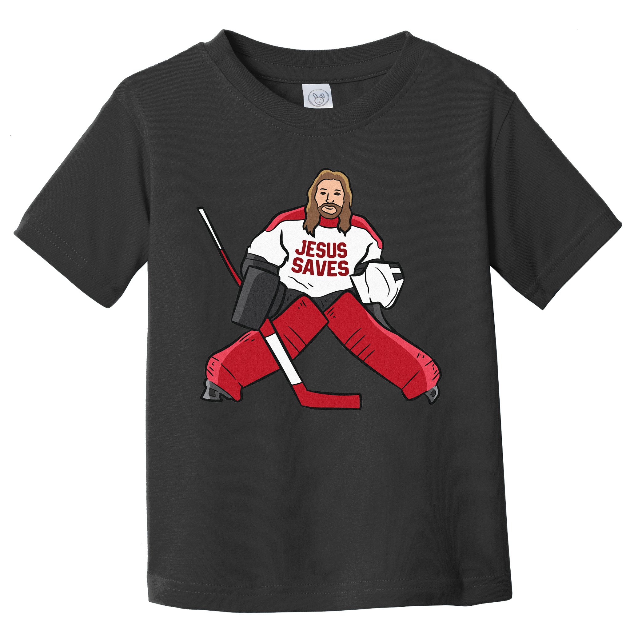 Funny Hockey Jesus Saves Hockey Goalie Toddler T-Shirt