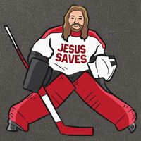 Funny Hockey Jesus Saves Hockey Goalie Cotton Canvas Backpack