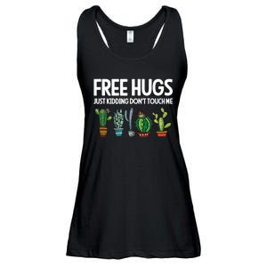 Free Hugs Justding DonT Touch Me Funny Cactus Jokes Ladies Essential Flowy Tank