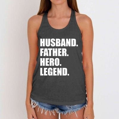 Father Husband Janitor Hero Fathers Day Women's Knotted Racerback Tank