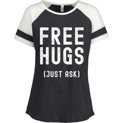 Free Hugs Just Ask Enza Ladies Jersey Colorblock Tee