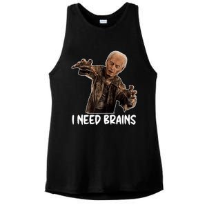 Funny Halloween Joe Biden Zombie I Need Brains Costume Ladies PosiCharge Tri-Blend Wicking Tank