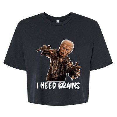 Funny Halloween Joe Biden Zombie I Need Brains Costume Bella+Canvas Jersey Crop Tee