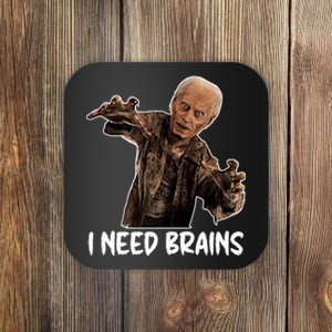 Funny Halloween Joe Biden Zombie I Need Brains Costume Coaster