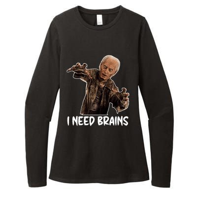 Funny Halloween Joe Biden Zombie I Need Brains Costume Womens CVC Long Sleeve Shirt