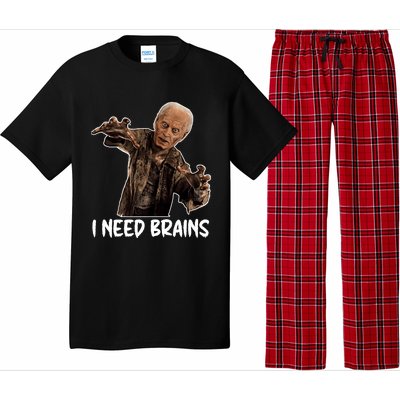 Funny Halloween Joe Biden Zombie I Need Brains Costume Pajama Set