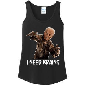 Funny Halloween Joe Biden Zombie I Need Brains Costume Ladies Essential Tank