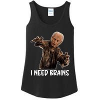 Funny Halloween Joe Biden Zombie I Need Brains Costume Ladies Essential Tank