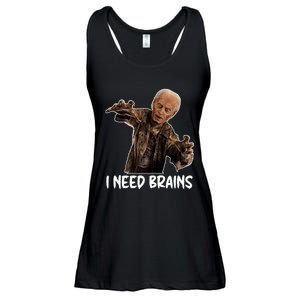 Funny Halloween Joe Biden Zombie I Need Brains Costume Ladies Essential Flowy Tank