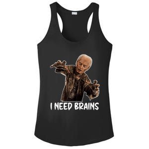 Funny Halloween Joe Biden Zombie I Need Brains Costume Ladies PosiCharge Competitor Racerback Tank