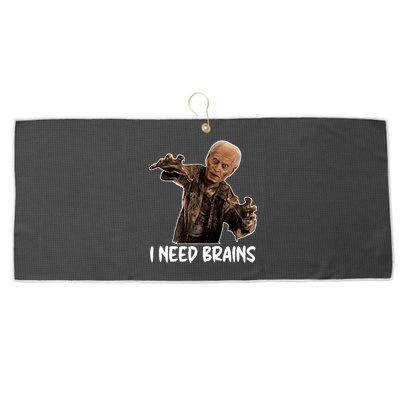 Funny Halloween Joe Biden Zombie I Need Brains Costume Large Microfiber Waffle Golf Towel