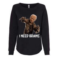 Funny Halloween Joe Biden Zombie I Need Brains Costume Womens California Wash Sweatshirt