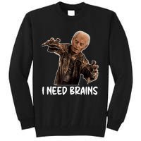 Funny Halloween Joe Biden Zombie I Need Brains Costume Tall Sweatshirt