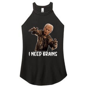 Funny Halloween Joe Biden Zombie I Need Brains Costume Women's Perfect Tri Rocker Tank